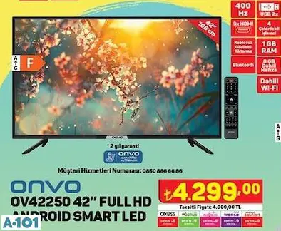 ONVO 42 FULL HD ANDROİD SMART LED TV